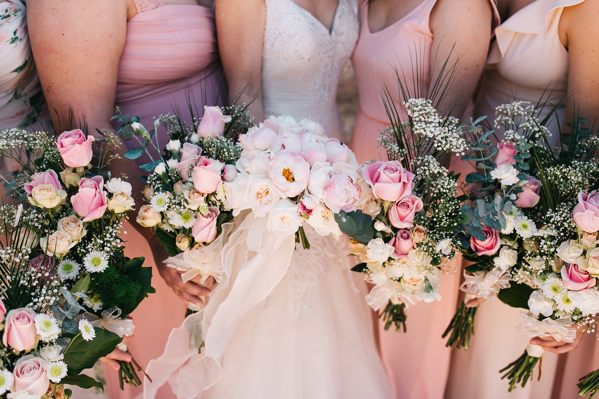 Cottonwood, Arizona Mongini Barn Wedding Blush Bridesmaids Bouquets
