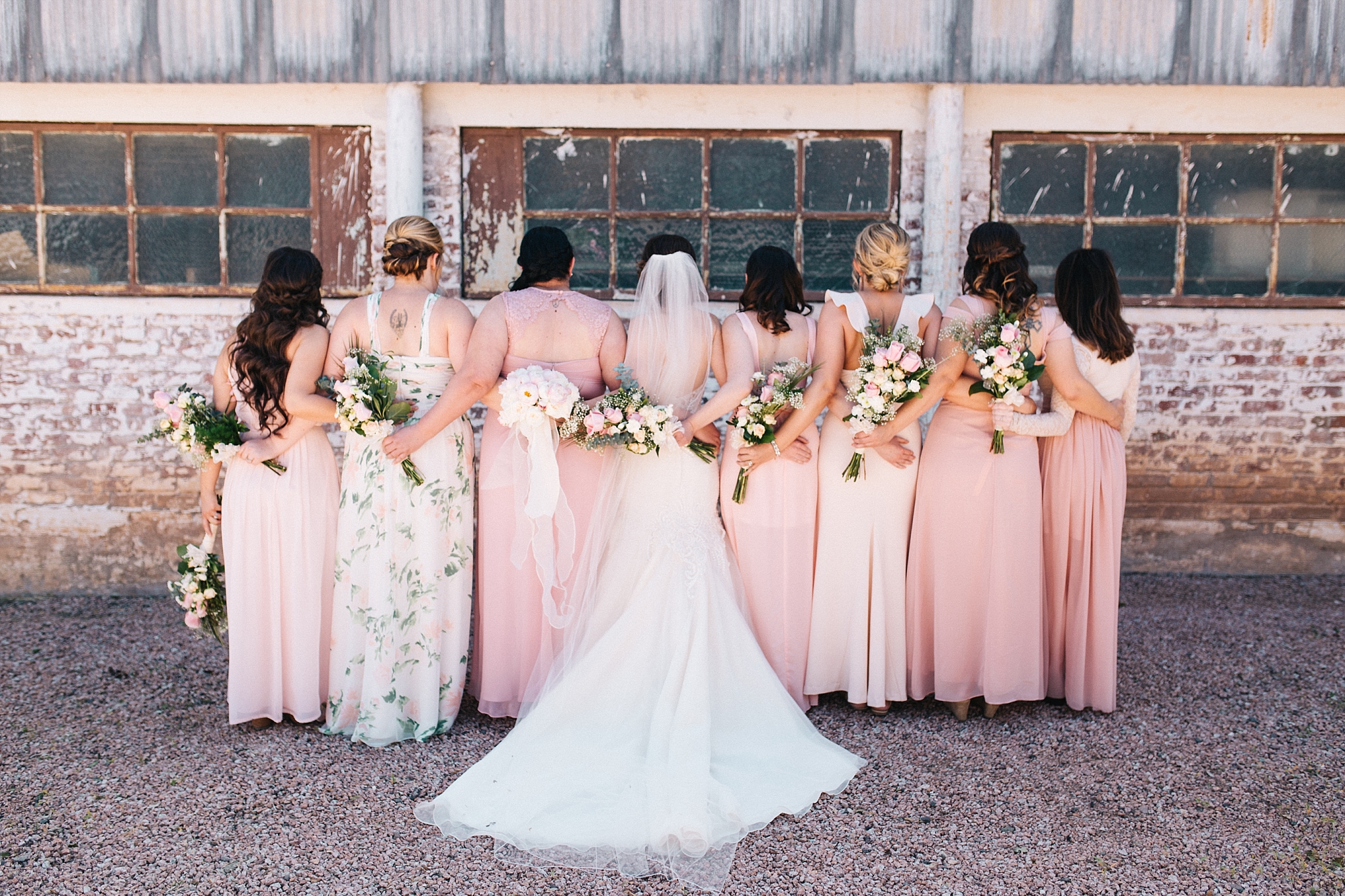 Cottonwood, Arizona Mongini Barn Wedding Blush Bridesmaids