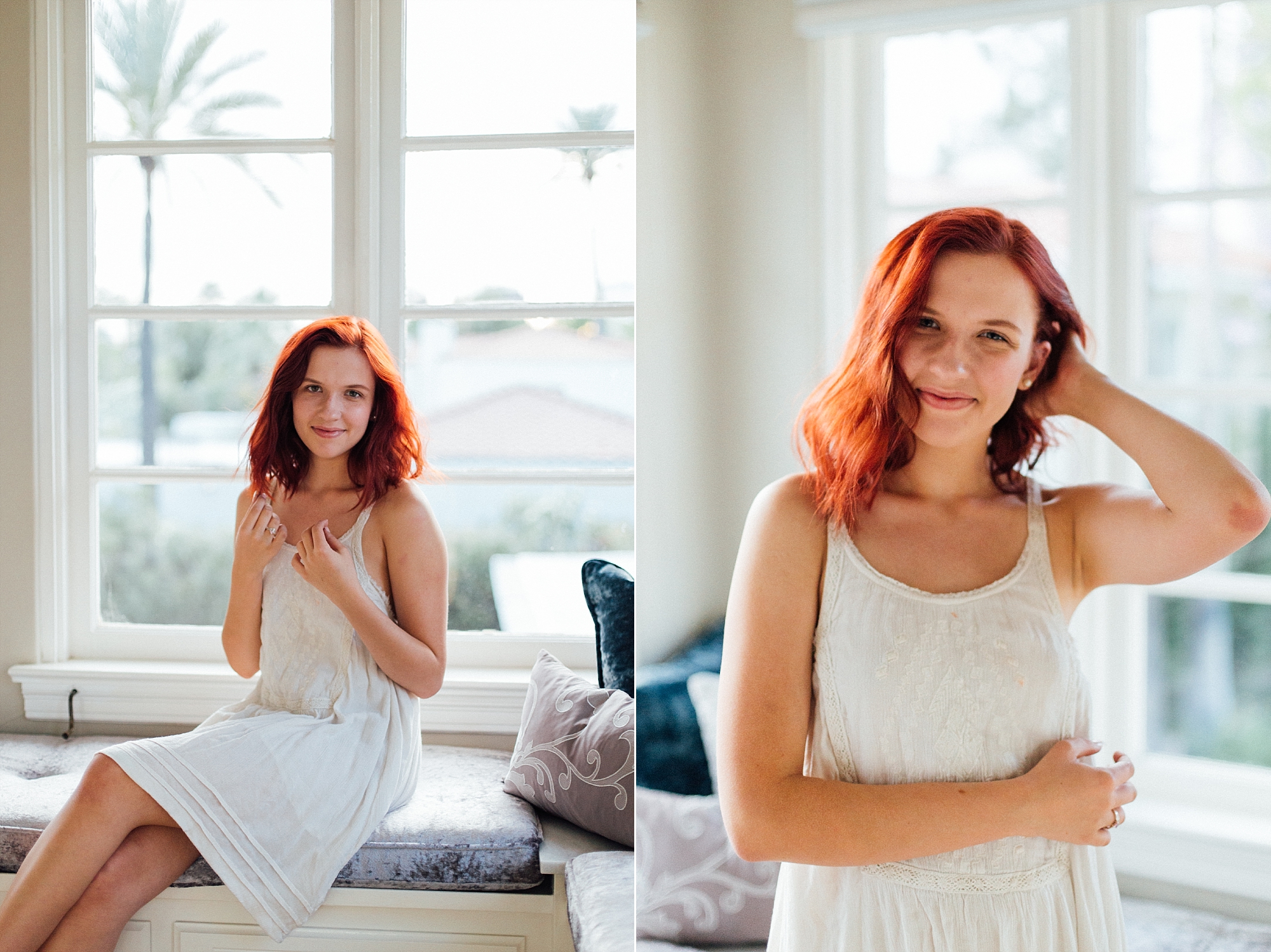 Phoenix, Arizona relaxed natural light in home sunroom senior portrait pictures