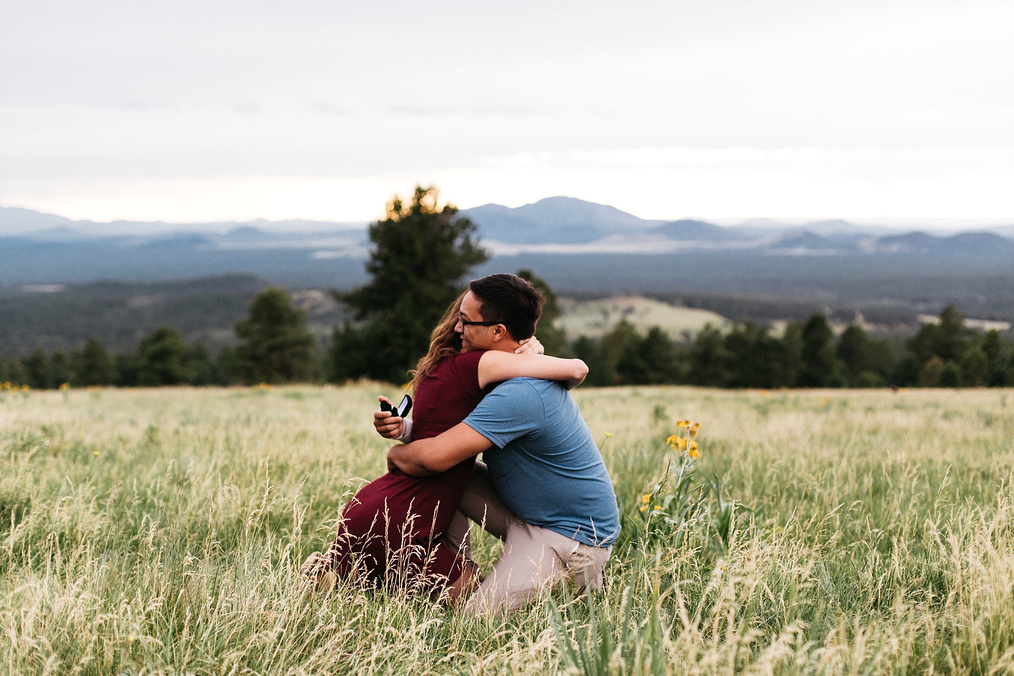 Natural intimate fun surprise elopement proposal photos in Flagstaff, Arizona Samantha Patri Photography