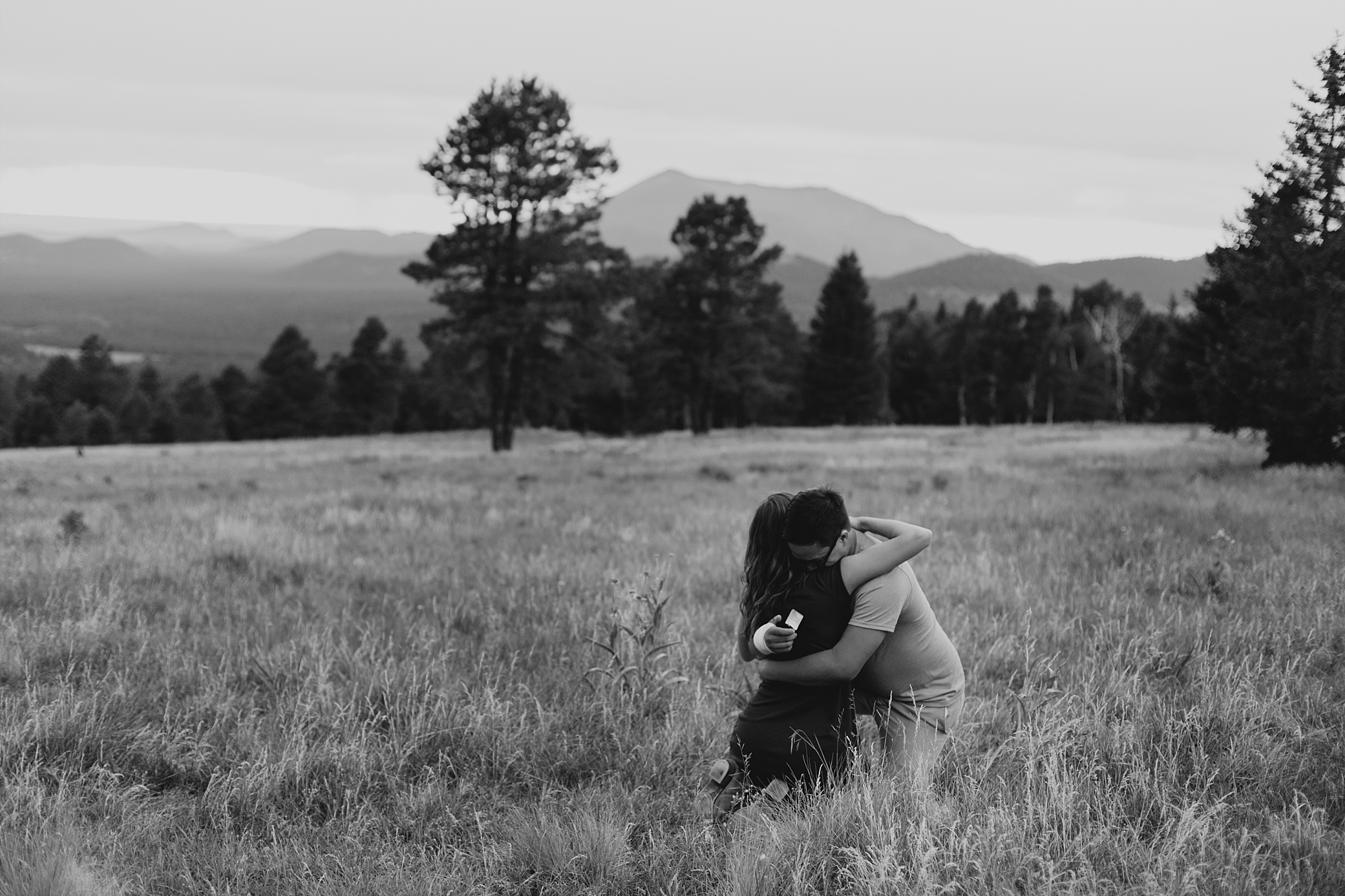 Natural intimate emotional surprise proposal engagement photos in Flagstaff, Arizona Samantha Patri Photography