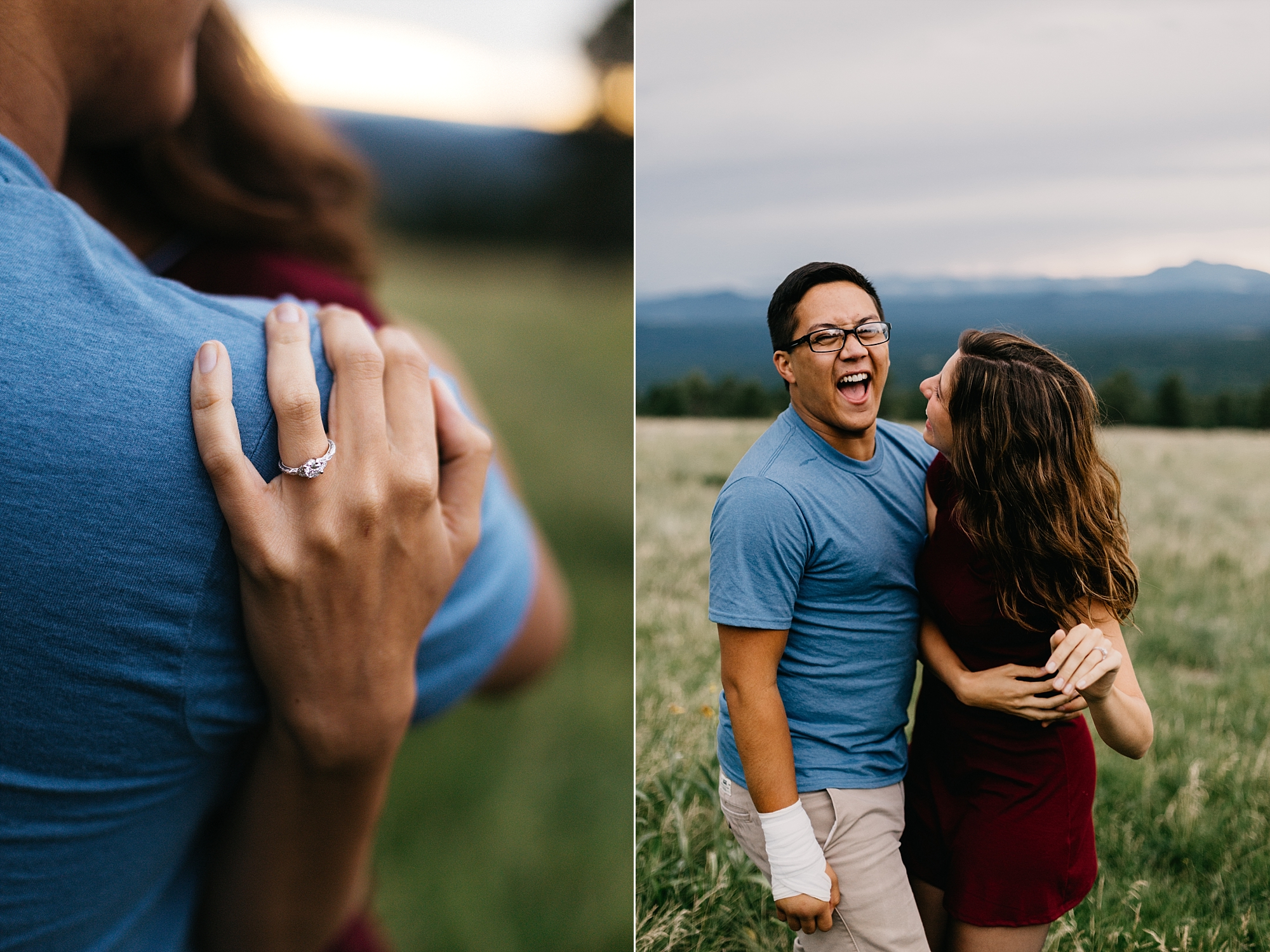 Natural intimate fun surprise proposal engagement photos in Flagstaff, Arizona Samantha Patri Photography
