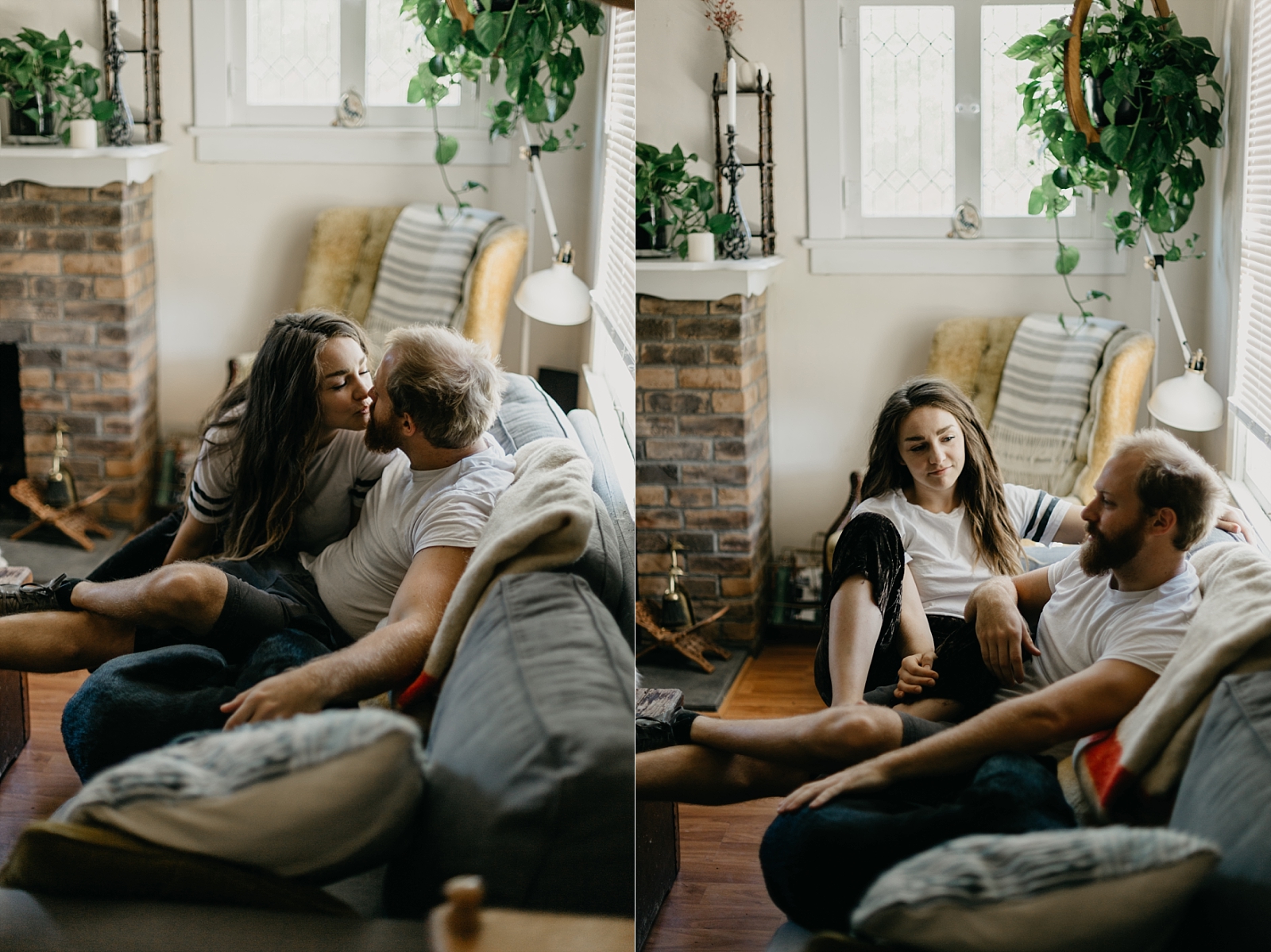 intimate cuddly in home couple photos on couch phoenix arizona samantha patri photography