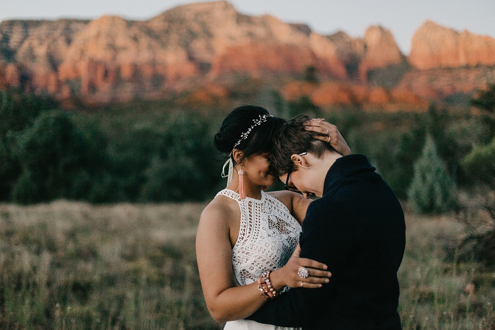 Sedona Arizona red rocks LGBTQ+ styled elopement lesbian wedding Lovely Bride Samantha Patri Photography