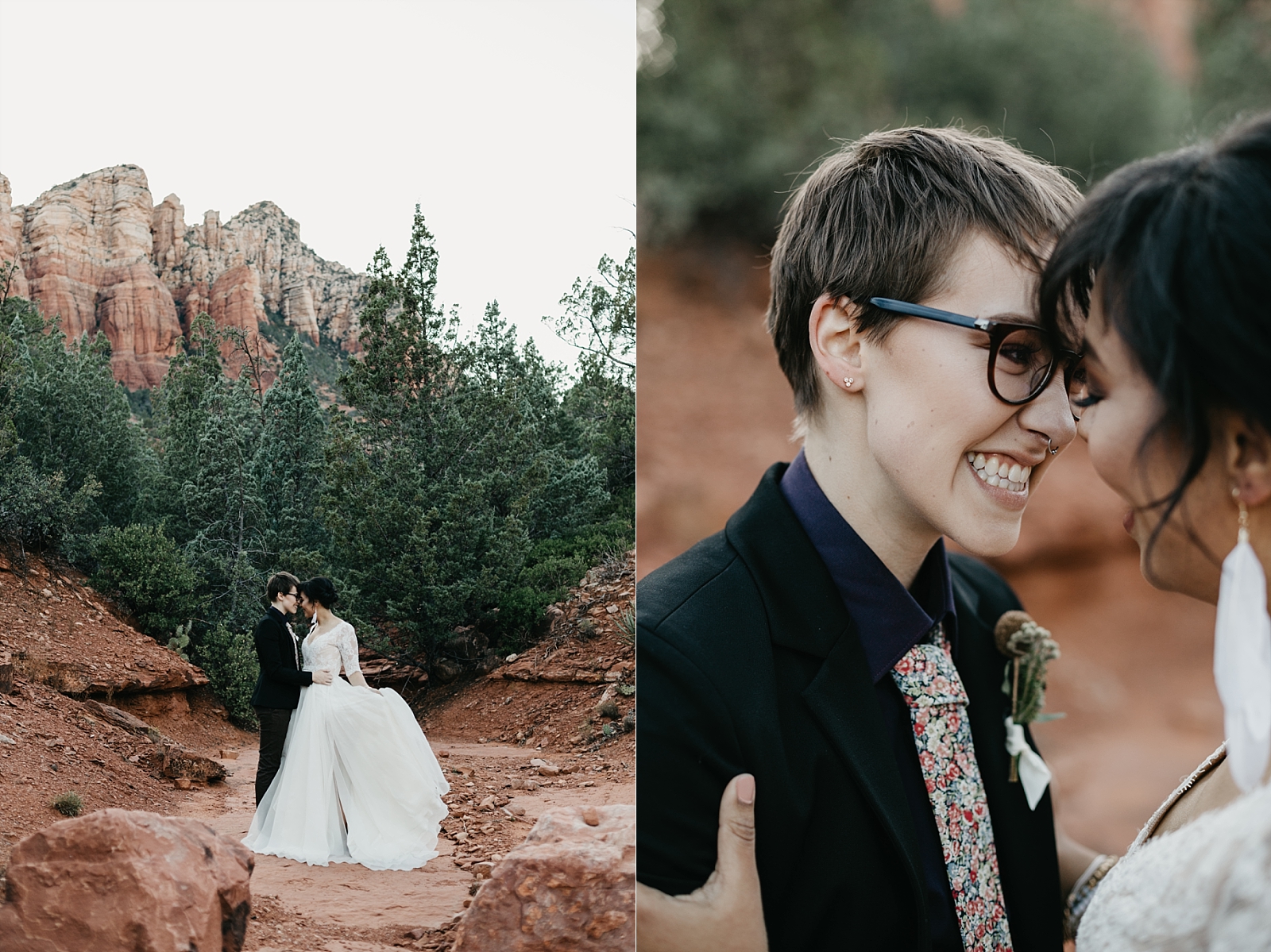 Sedona Arizona red rocks LGBTQ styled elopement lesbian wedding Lovely Bride Samantha Patri Photography