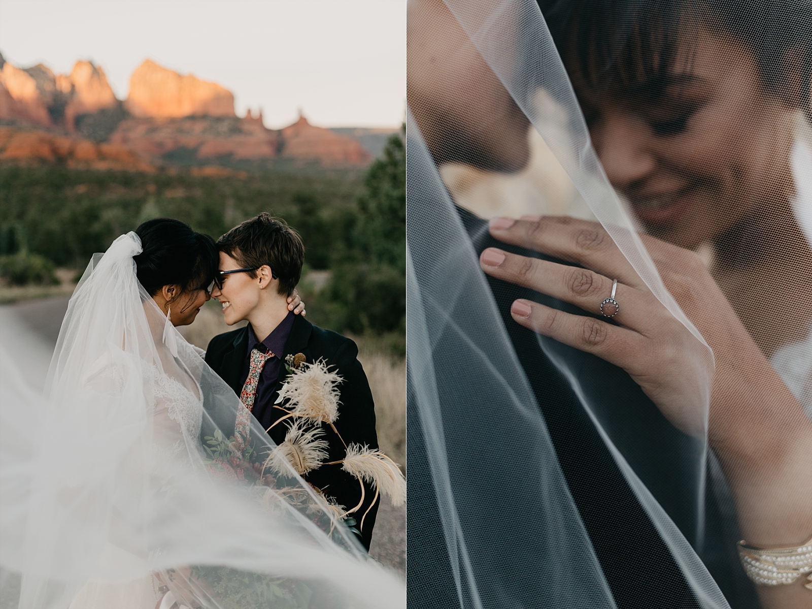 Sedona Arizona red rocks LGBTQ styled elopement lesbian wedding Lovely Bride Moelleux Events Samantha Patri Photography