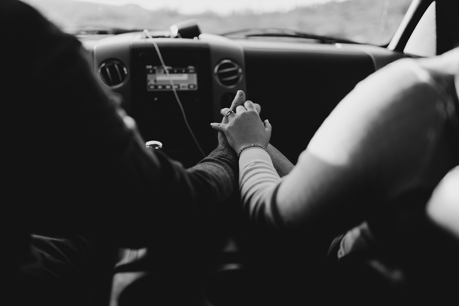 black and white adventurous hand holding New River engagement photos Samantha Patri Photography