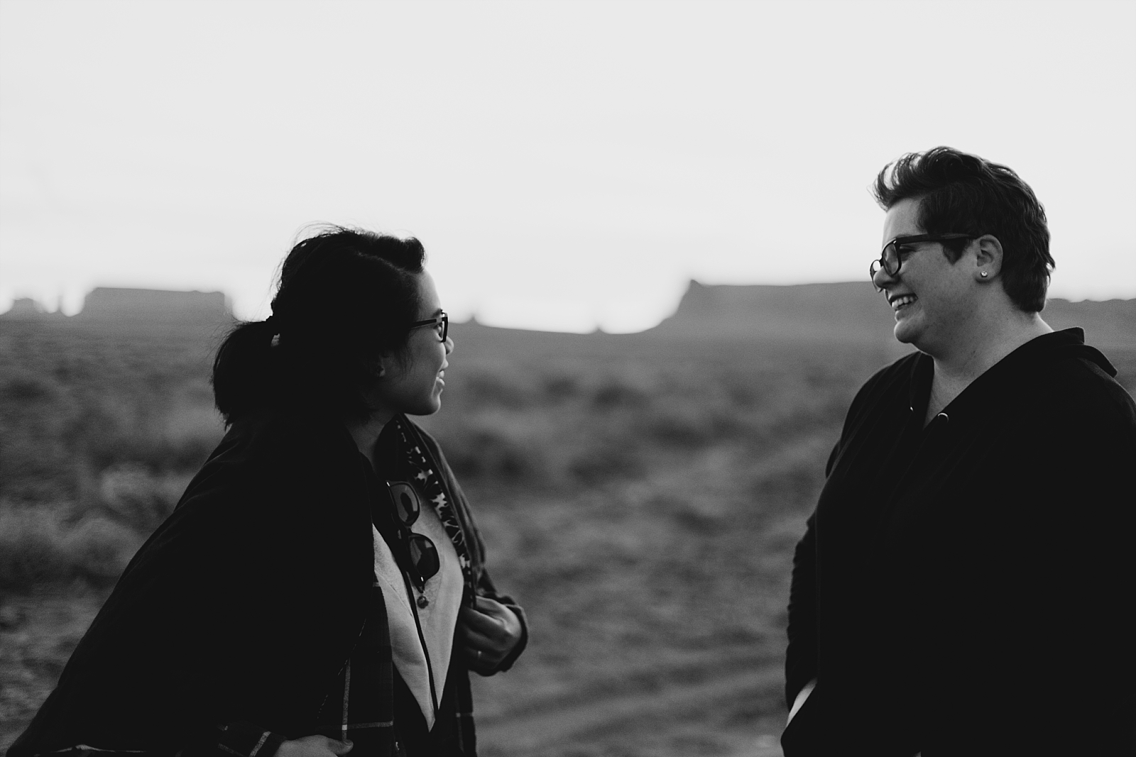 LGBTQA desert surprise sunrise proposal engagement in Monument Valley Arizona AZ samantha patri photography