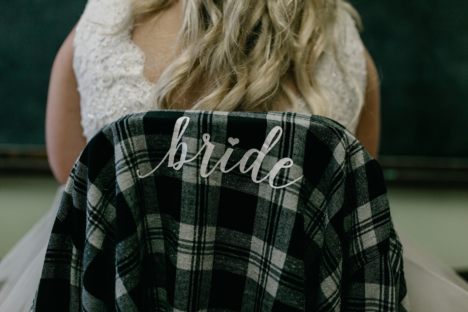 Bride plaid shirt Groom Creek Schoolhouse Wedding Photos Prescott, Arizona Samantha Patri Photography