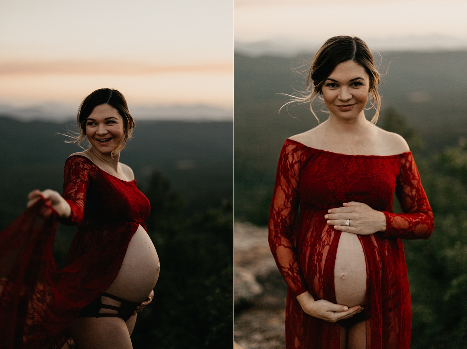Baby bump Northern Arizona Mogollon Rim maternity photos flowy dress Payson, AZ Samantha Patri Photography