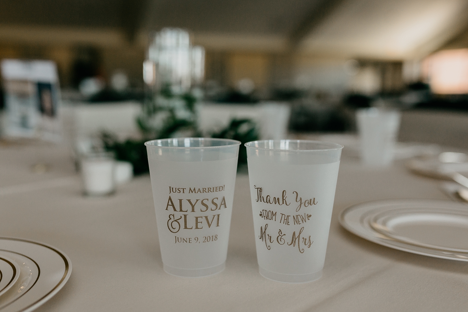 Reception Details personalized cups San Francisco de Asis Church Wedding Photos Flagstaff, Arizona Samantha Patri Photography