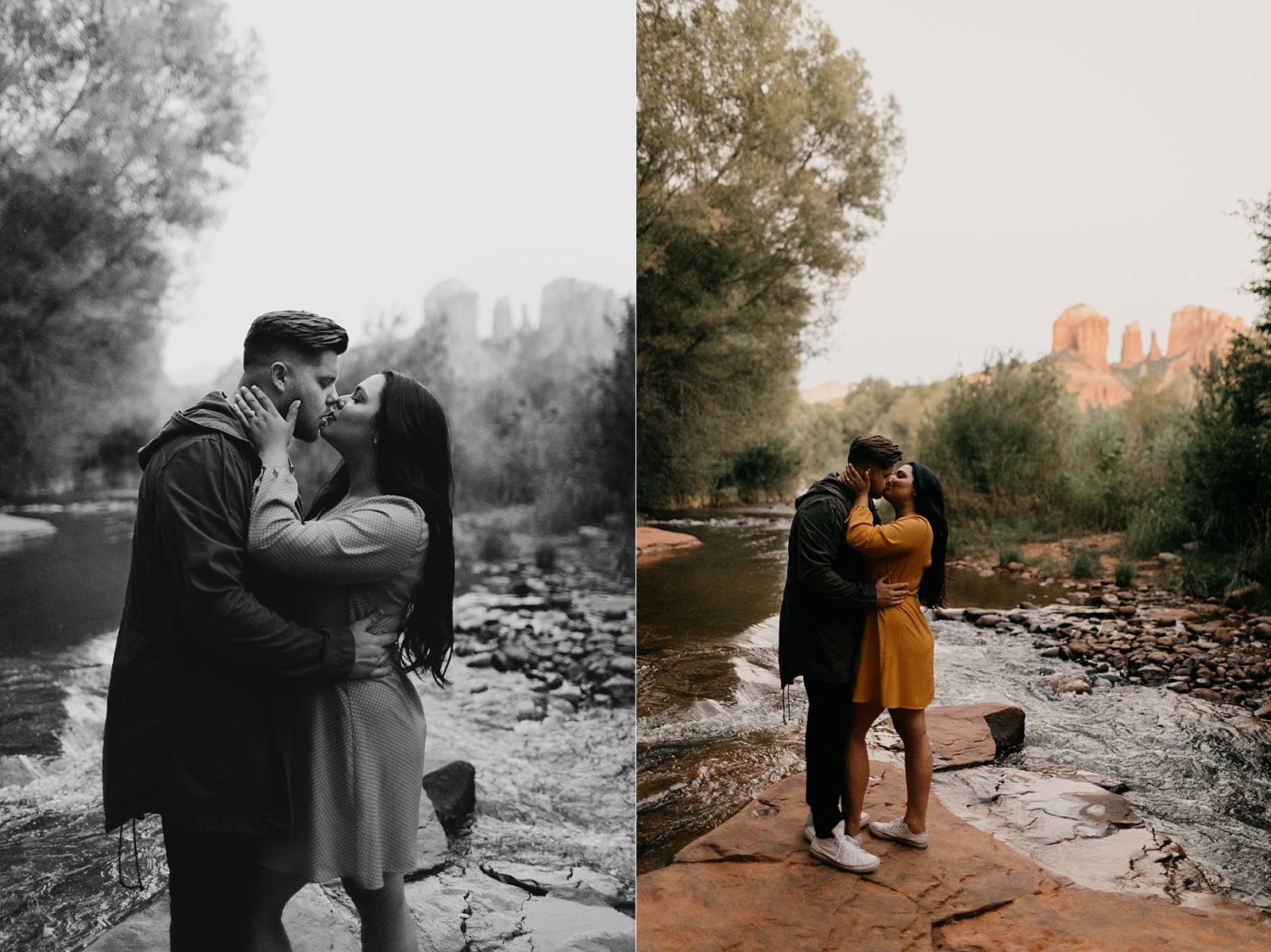 Red rock crossing park in the river engagement photos pictures Sedona AZ Samantha Patri Photography