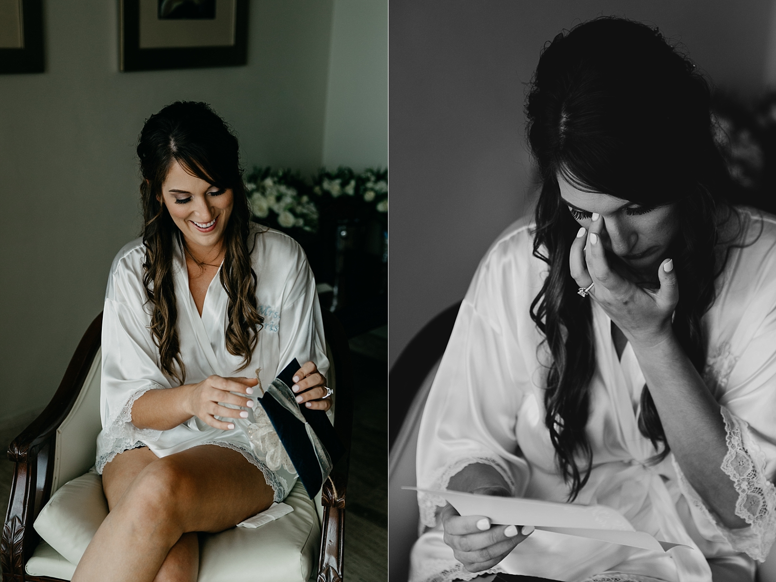 getting ready reading letters Now Sapphire Riviera wedding photos Cancun, Mexico Samantha Patri Photography Arizona Wedding Photographer