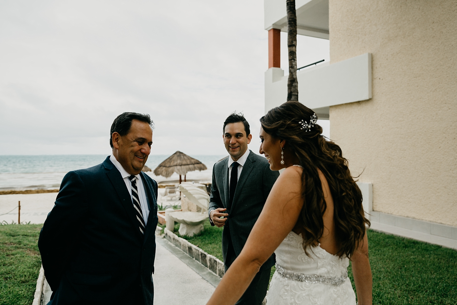 dad father and brother first look Now Sapphire Riviera wedding photos Cancun, Mexico Samantha Patri Photography Arizona Wedding Photographer