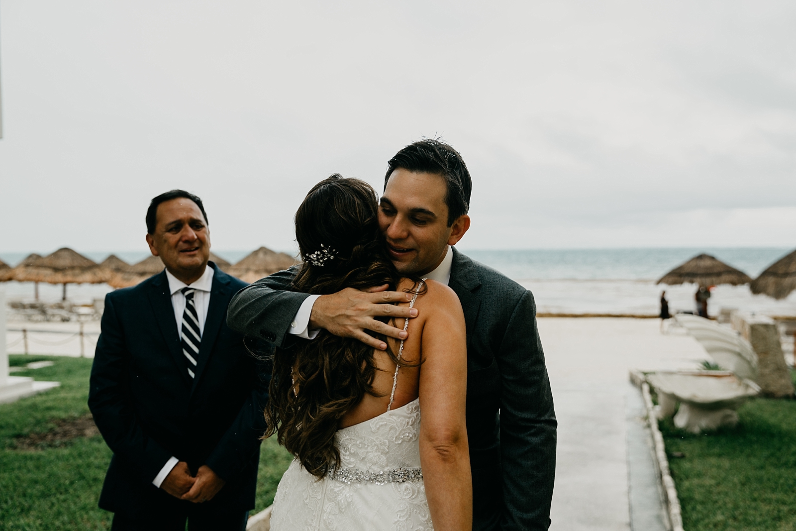 dad father and brother first look Now Sapphire Riviera wedding photos Cancun, Mexico Samantha Patri Photography Arizona Wedding Photographer
