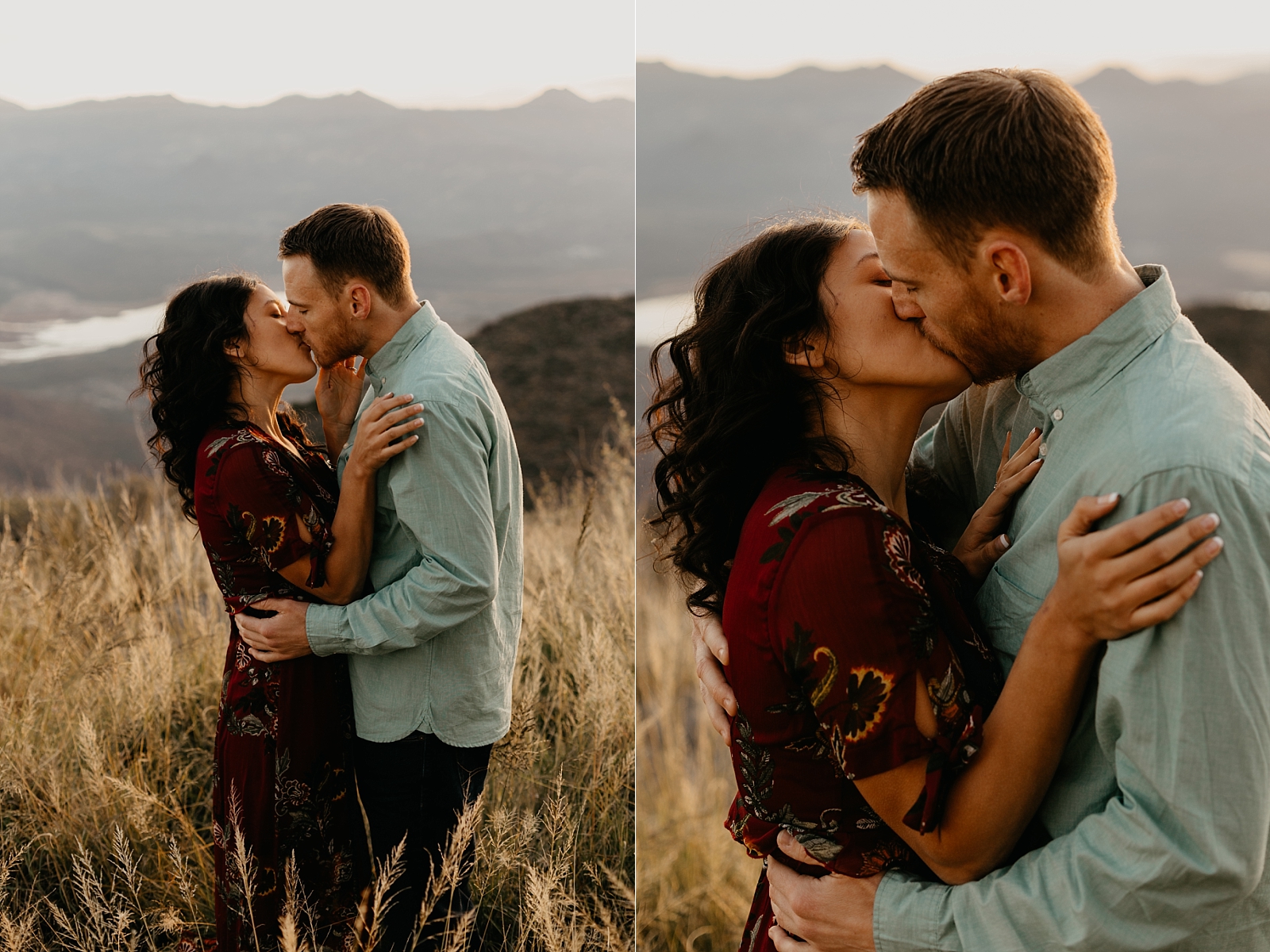 romantic natural sunrise mountaintop kissing Humboldt Mountain engagement photos Scottsdale az Samantha Patri Photography