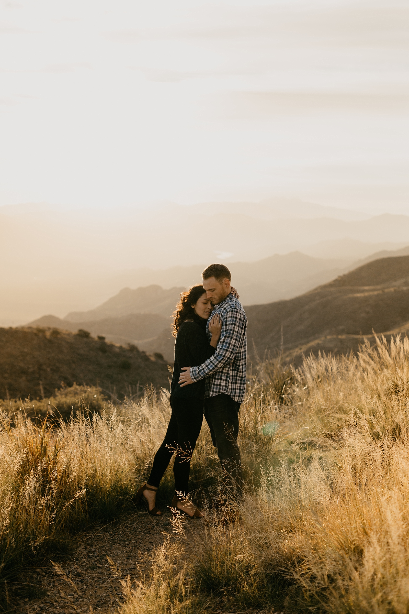romantic natural couple cuddling in golden sunrise Scottsdale az Samantha Patri Photography