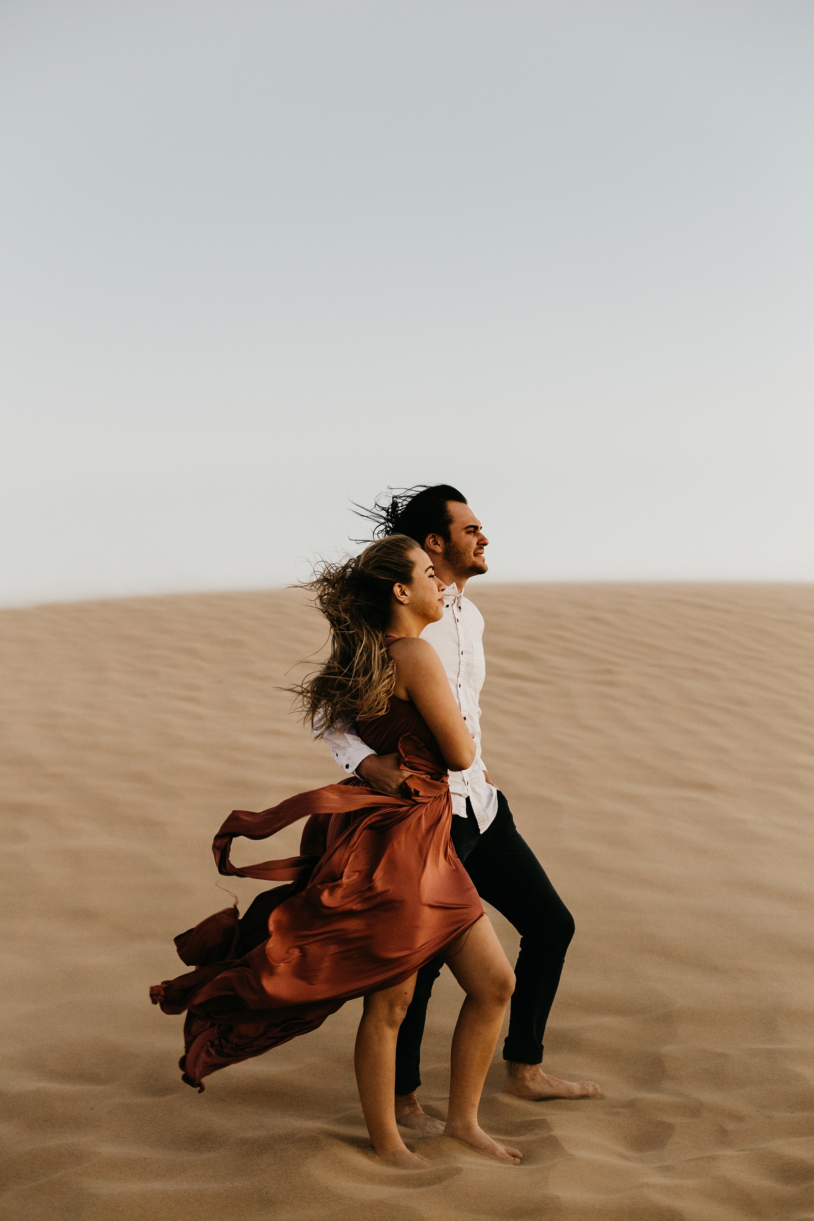 Windy engagement Imperial Dunes Glamis California Samantha Patri Photography