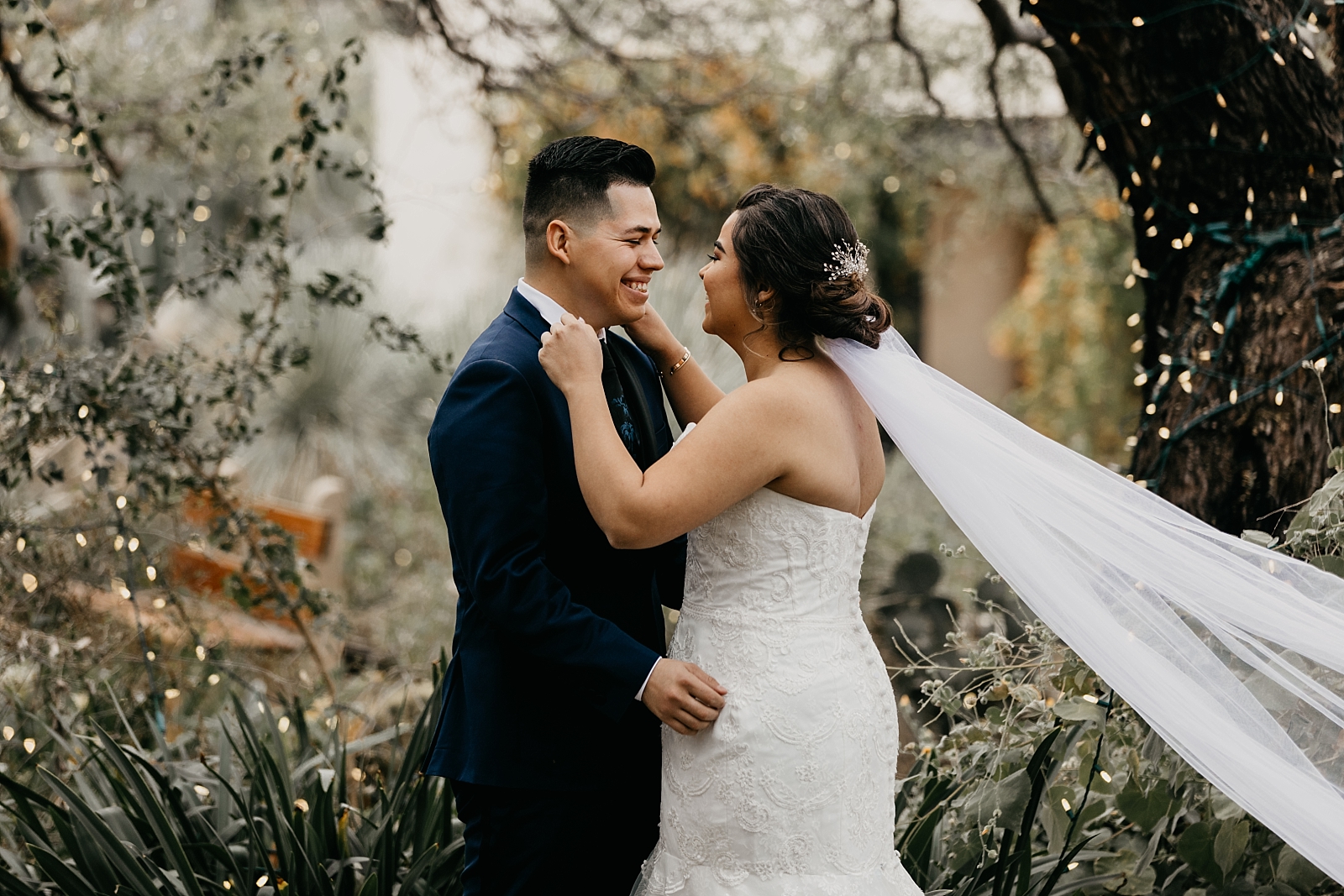 bride and groom first look Tohono Chul Wedding photos Tucson AZ photographer
