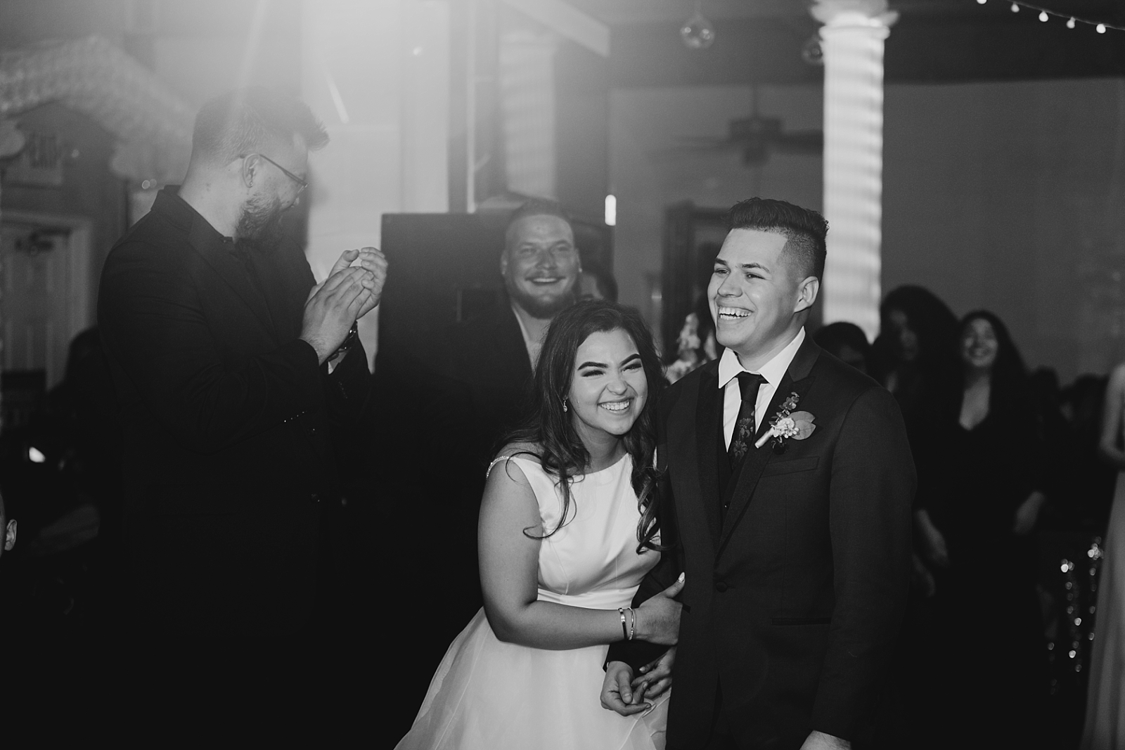Laughing during toasts Reception Salon Mexico Wedding Photos Tucson AZ Photographer