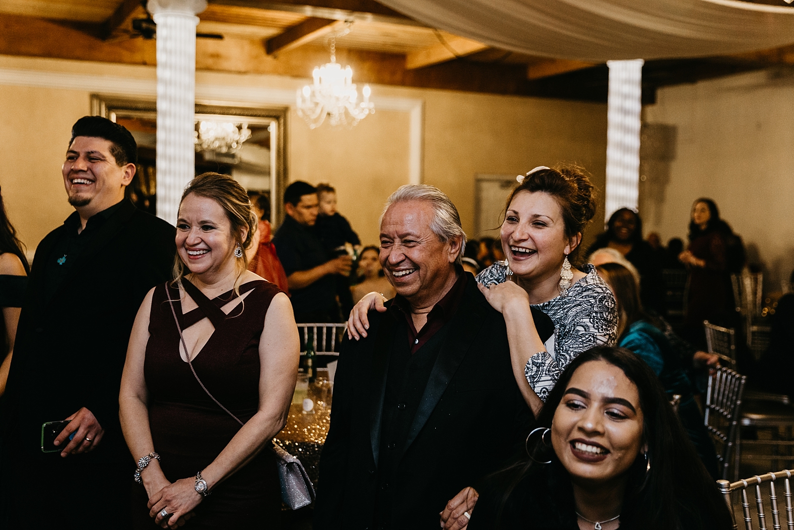 Guests laughing candid Salon Mexico Wedding Photos Tucson Arizona Photographer