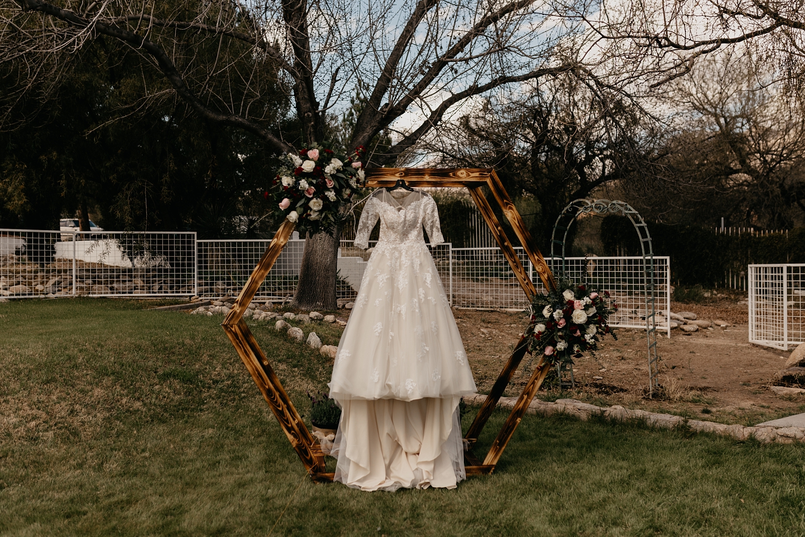 Hanging wedding dress photo Tucson AZ