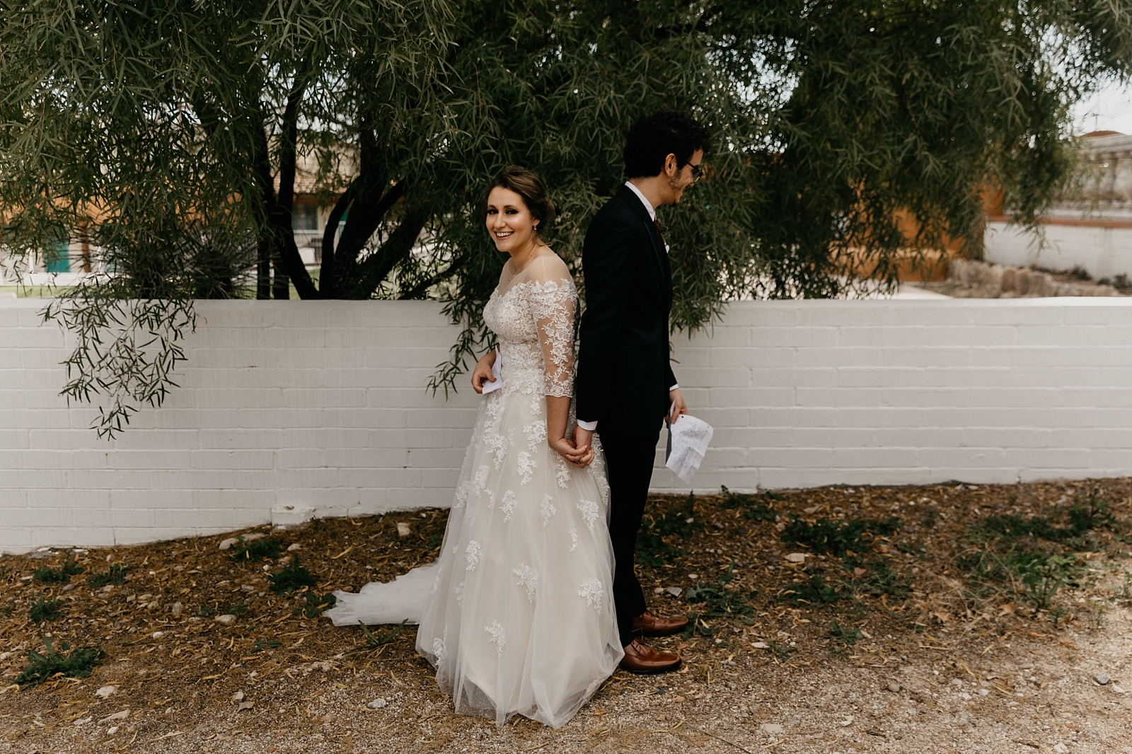 Corona Ranch Wedding First Touch vows in letter reading Tucson AZ Samantha Patri Photography