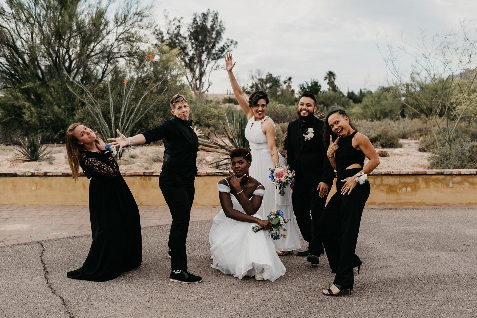 fun lgbtqa wedding party photos Tucson AZ wedding photographer Samantha Patri Photography