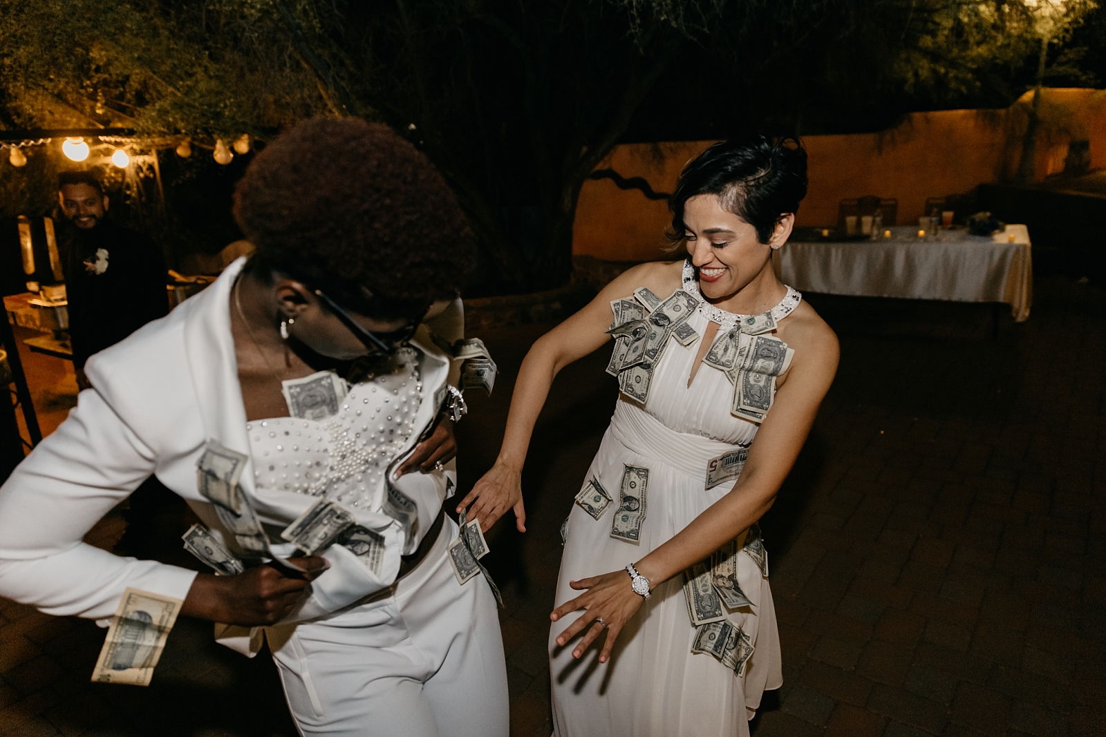 backyard wedding reception photos money dance honeymoon fund