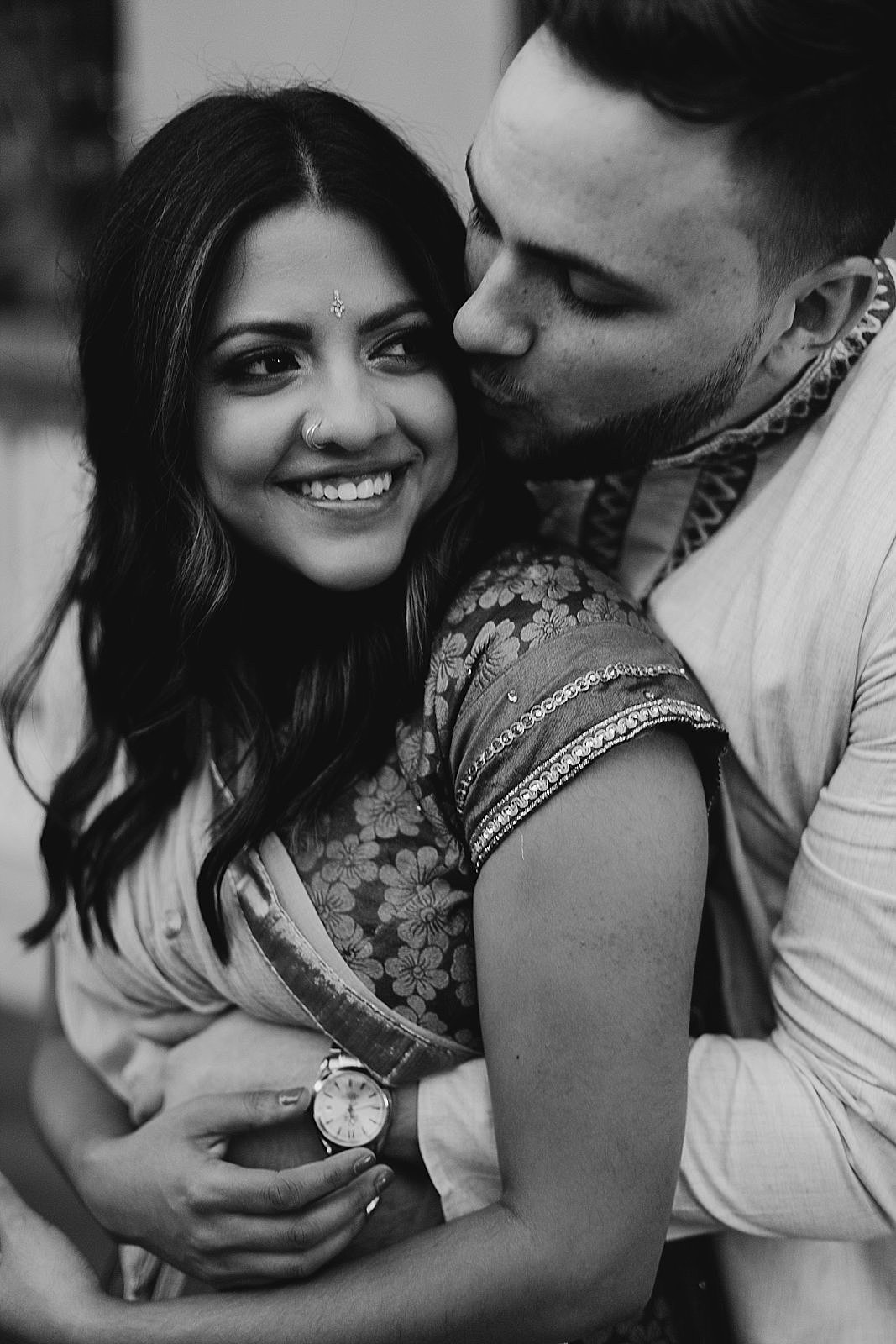 Indian couple engagement pictures black and white tucson Arizona 