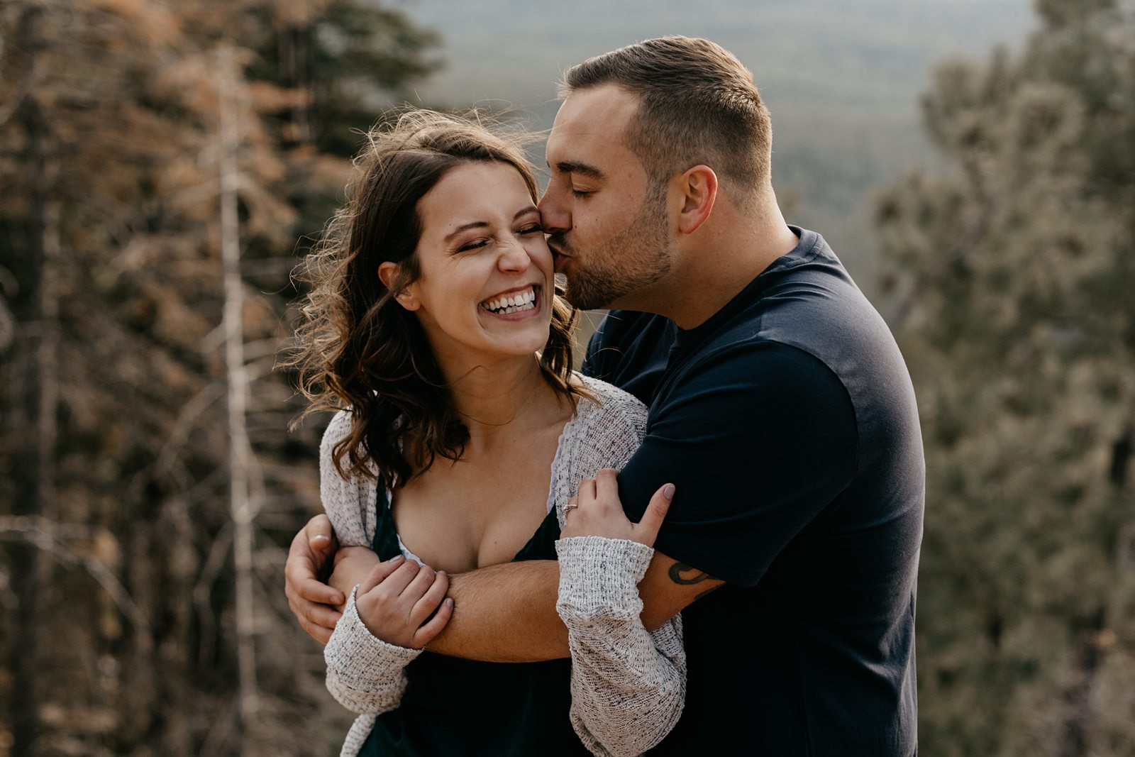 Arizona pine tree engagement pictures mountaintop