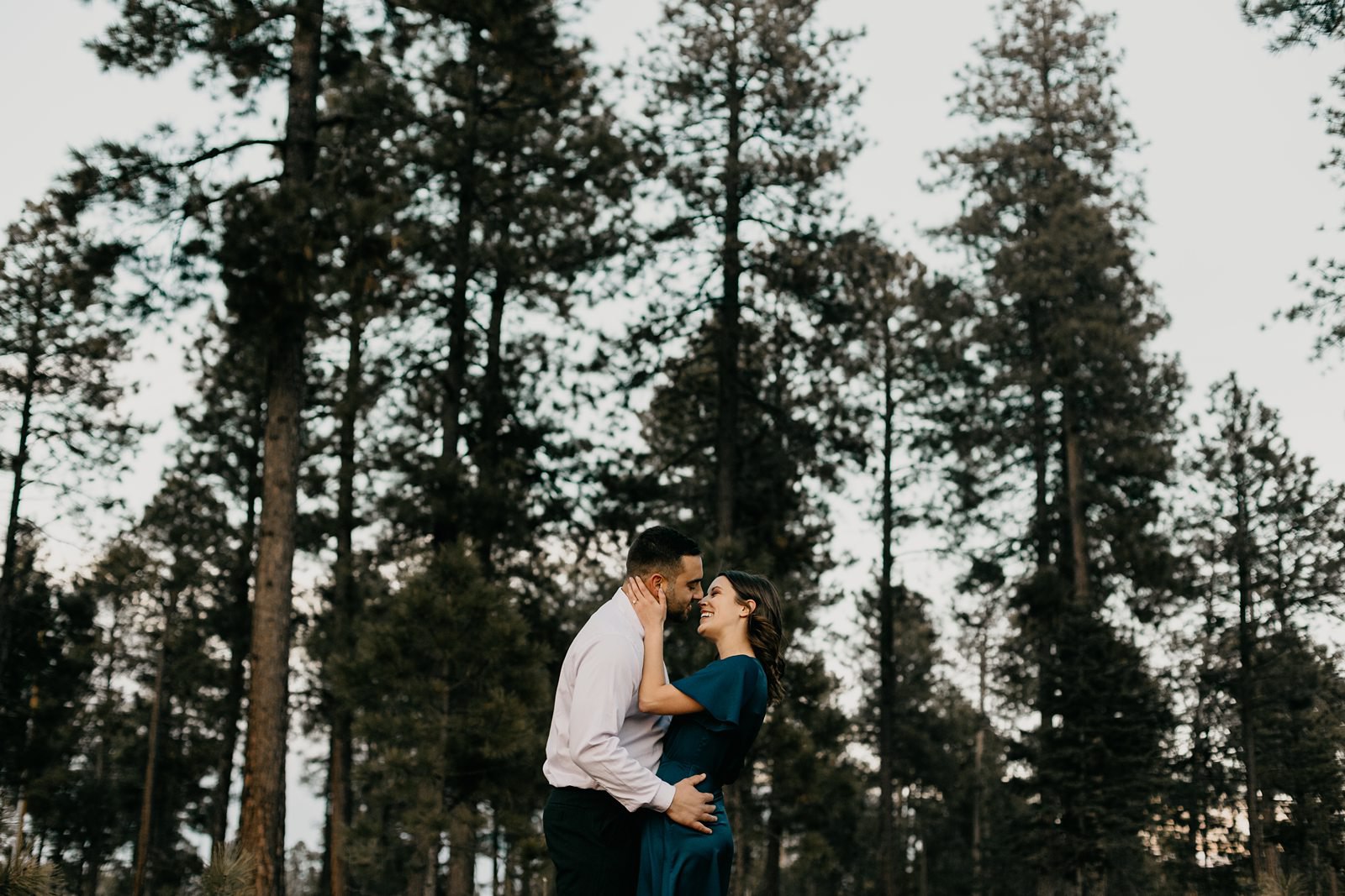 Payson Arizona couple, hugging in the forest