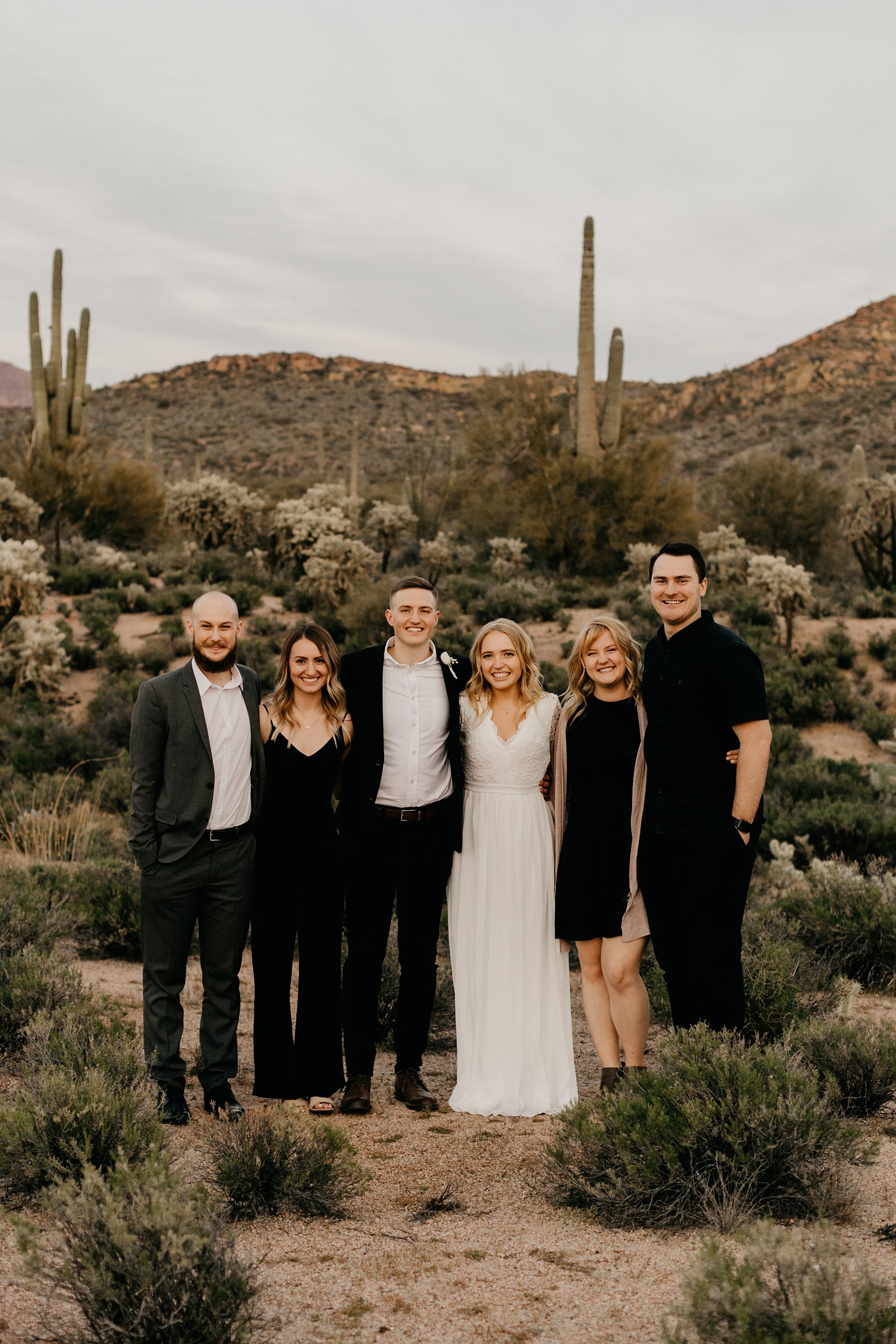 intimate wedding guests at a desert mountain elopement arizona