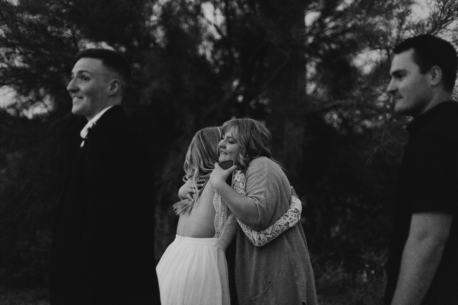 black and white photo from an intimate desert wedding