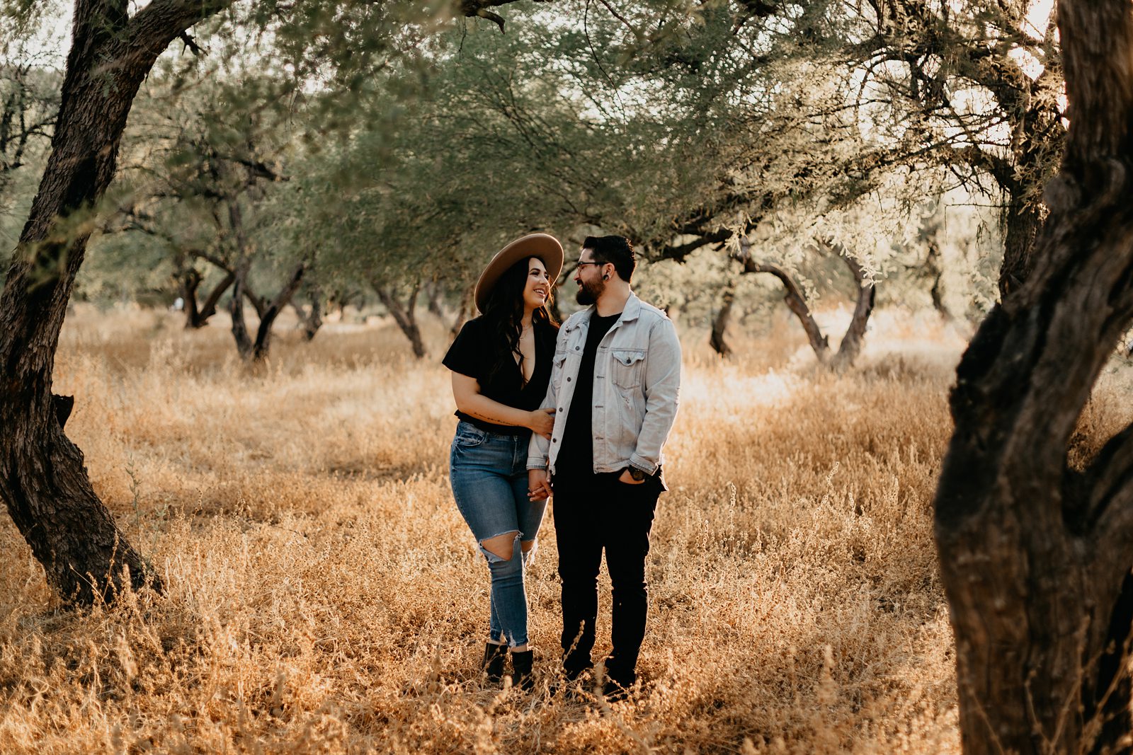 Grass and trees in arizona coon bluff engagement photos by the salt river in Mesa