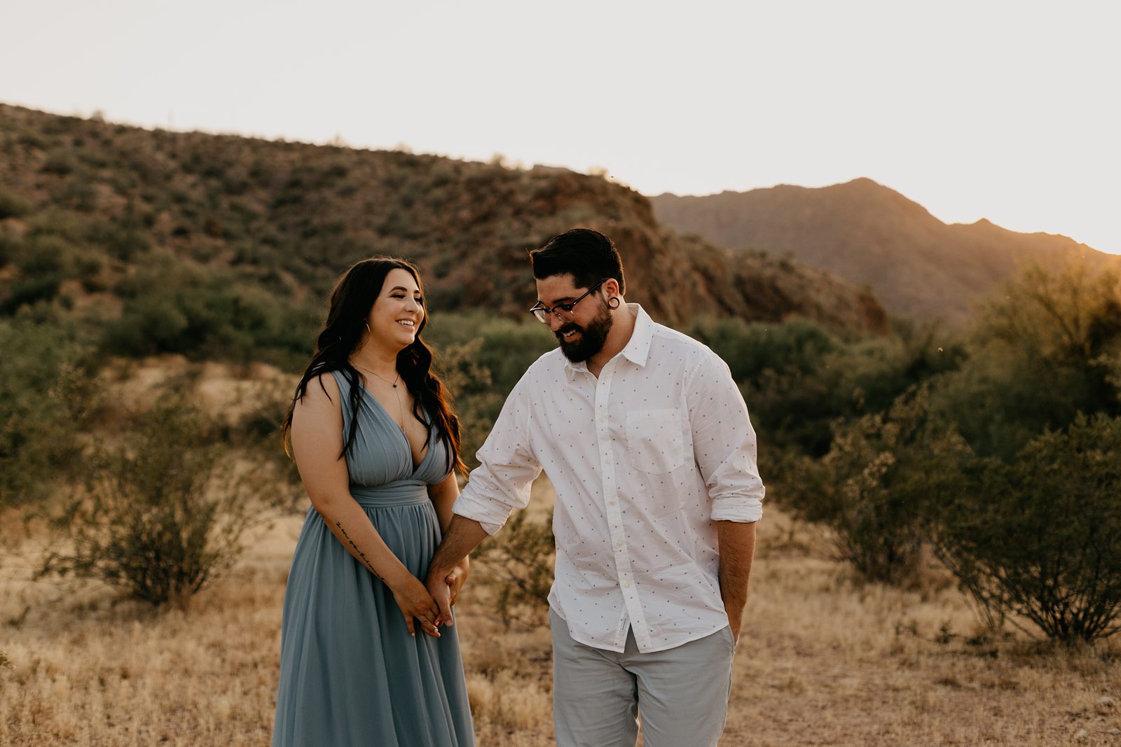 coon bluff desert engagement session at sunset in mesa az