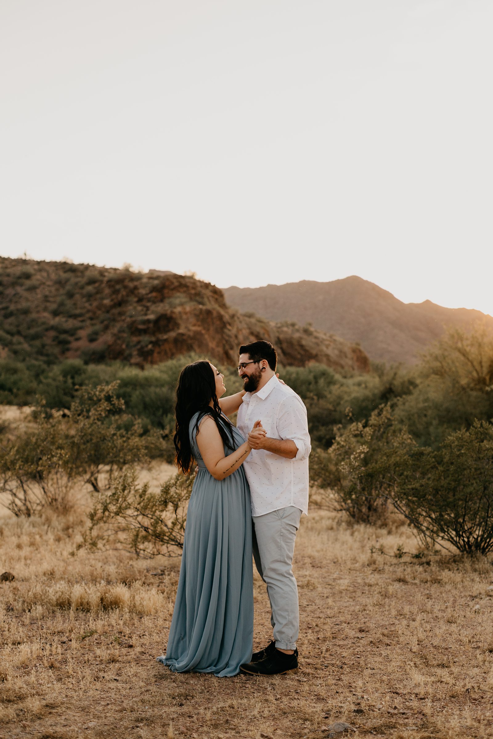 salt river coon bluff desert engagement session at sunset in mesa az