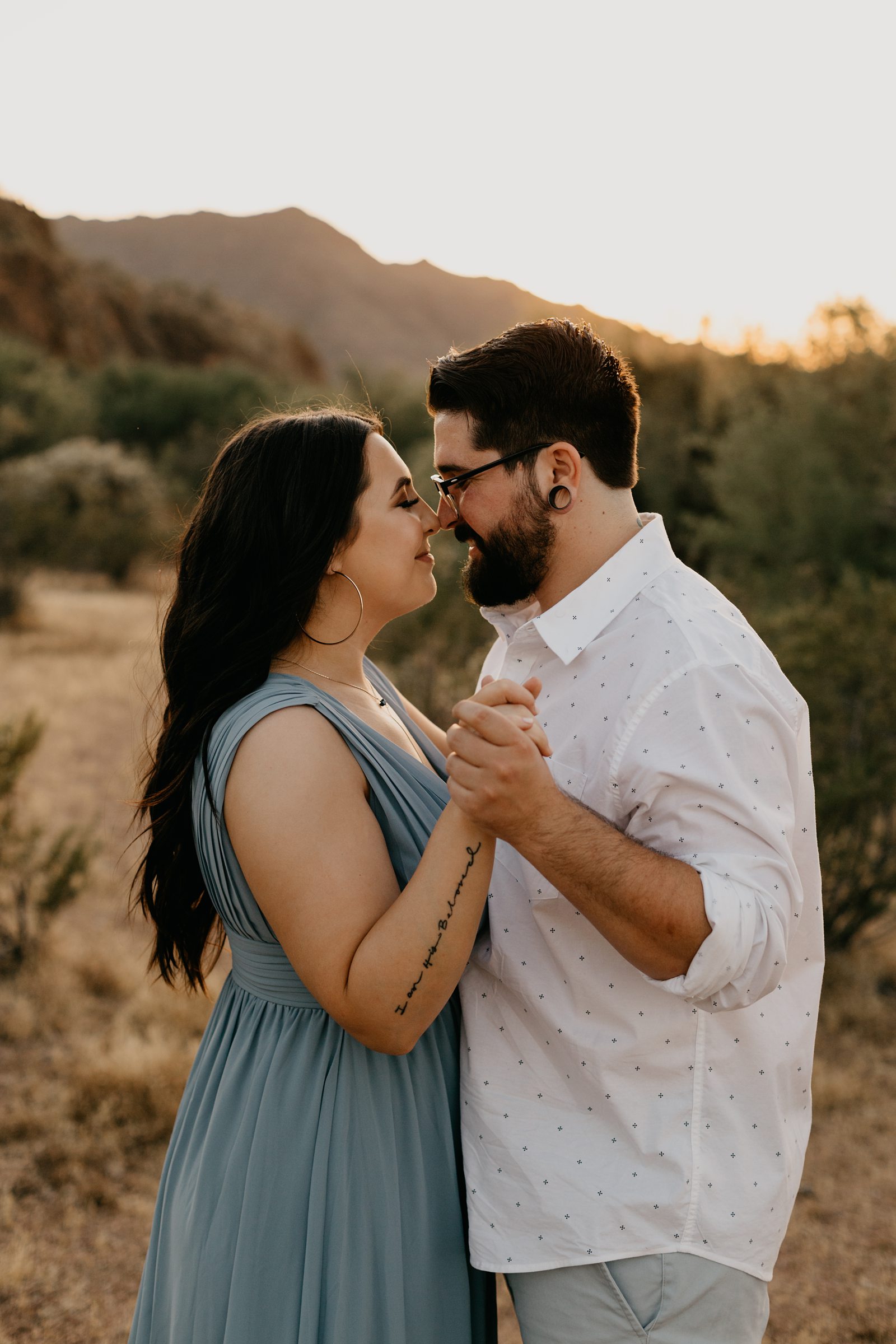 salt river coon bluff desert engagement session at sunset in arizona