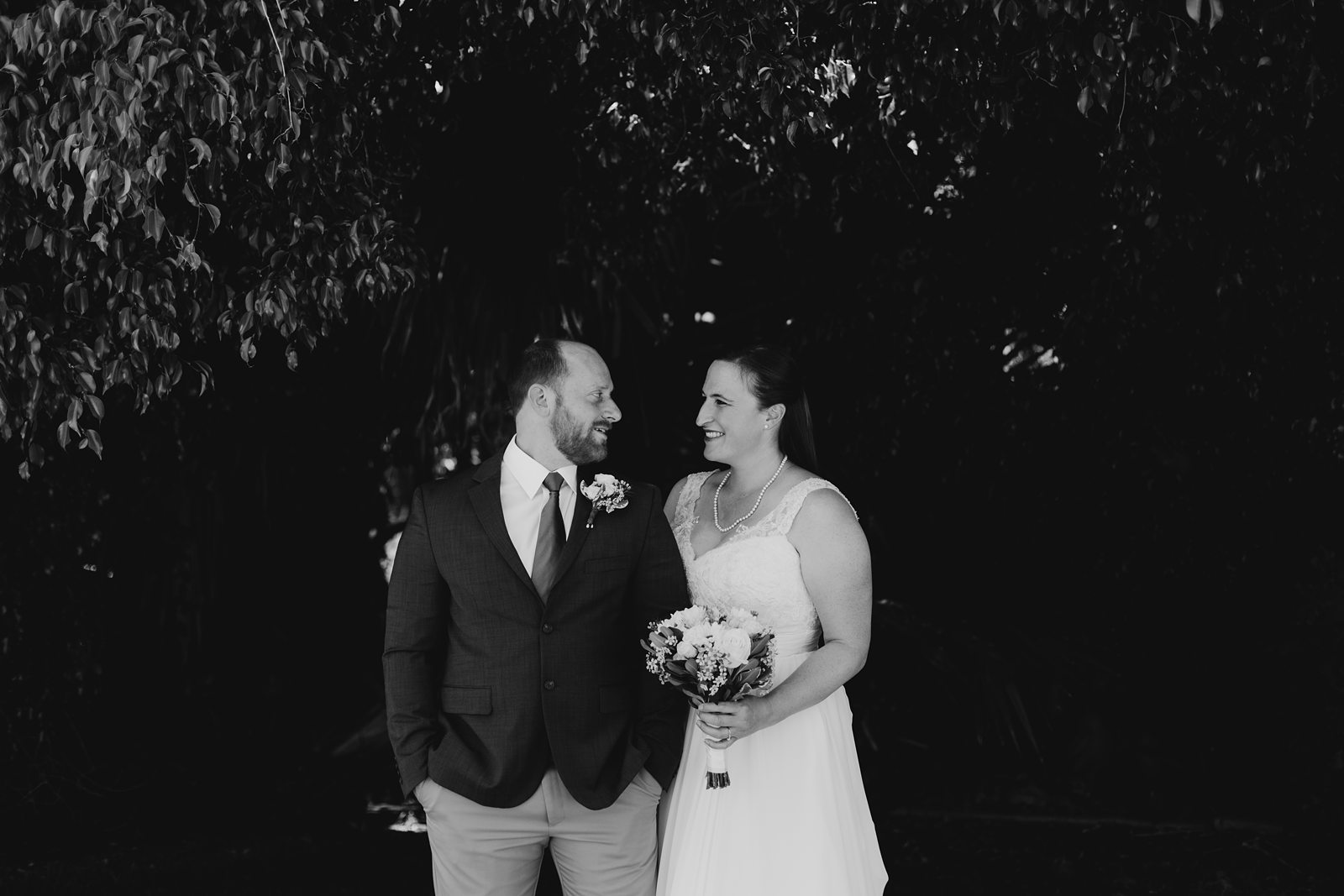 bride and groom portrait in black and white Yuma AZ intimate elopemnt