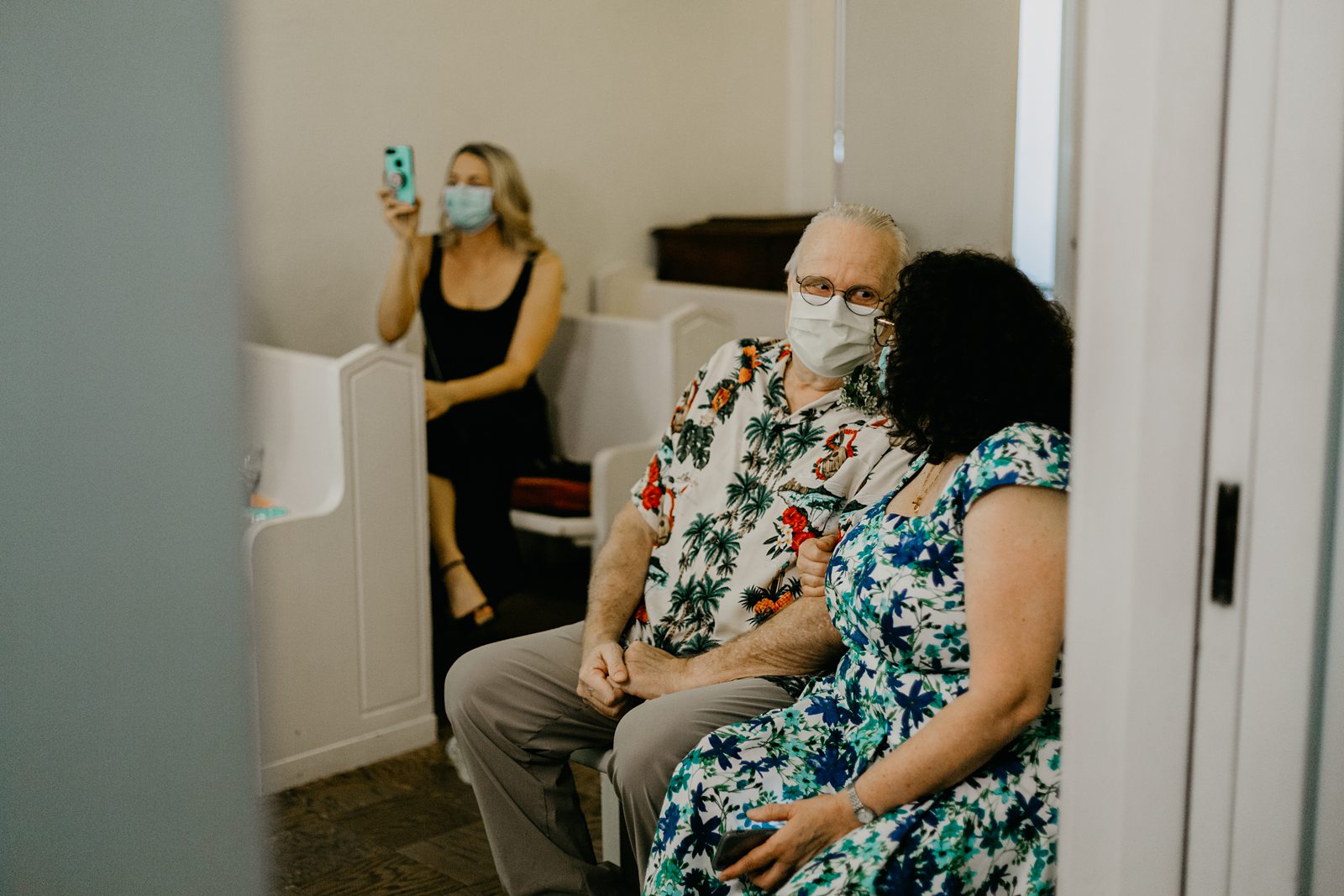 Yuma elopment photos of guests watching a ceremony at Lute's gretna green in AZ