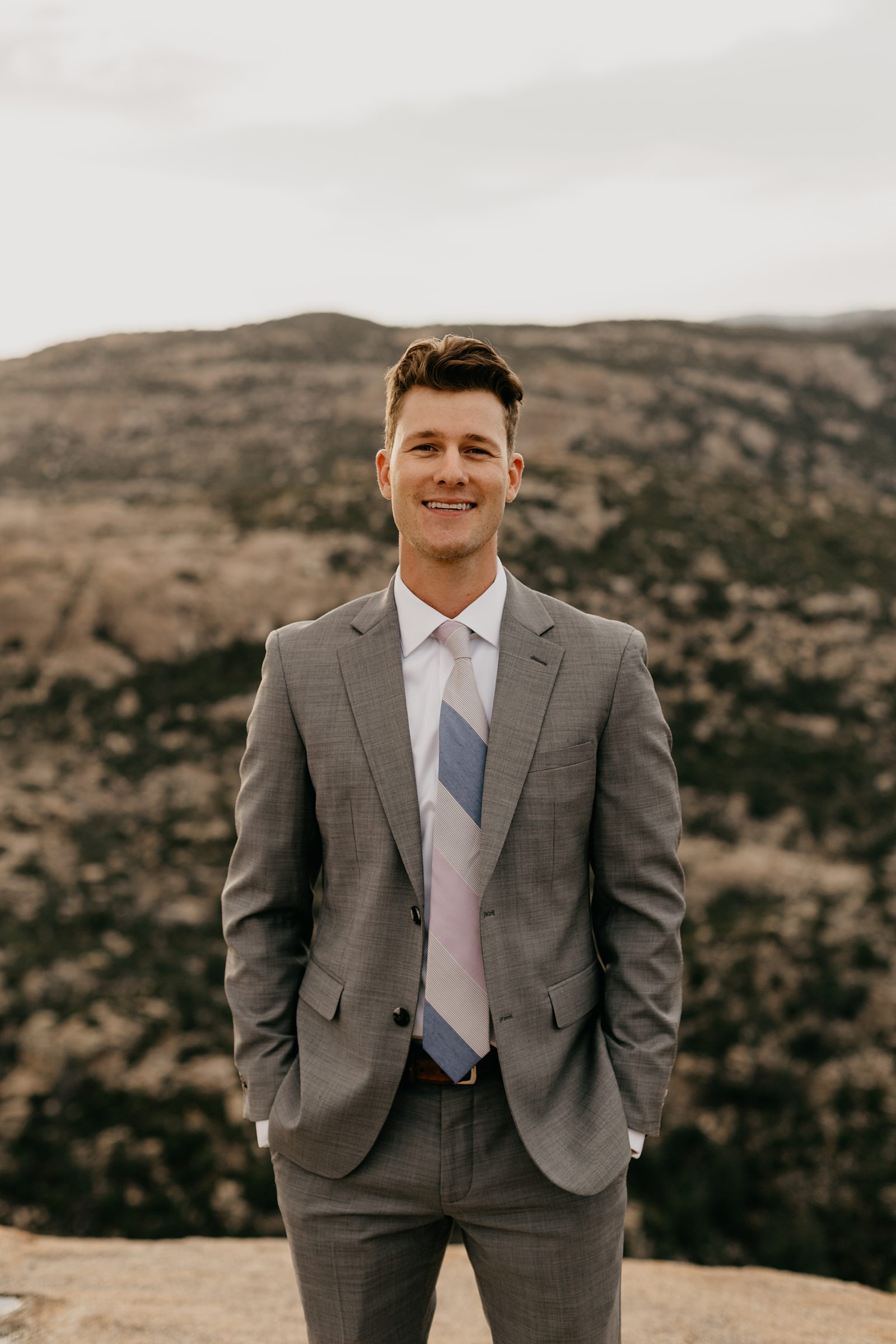 Portrait of groom on top of Mountain in Arizona