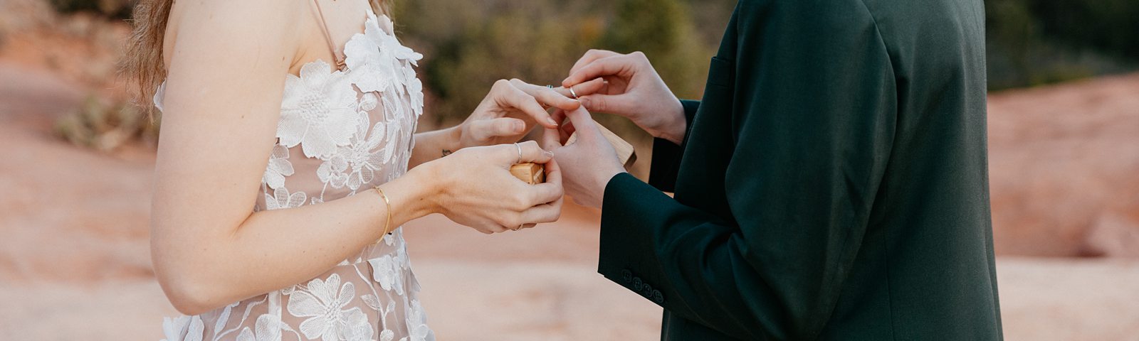 Wide crop ring exchange wedding ceremony